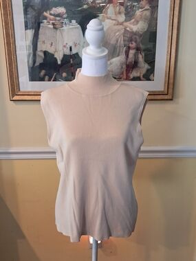 Mountain Lake Sleeveless Mock Neck Tank Top - Cream Size XL